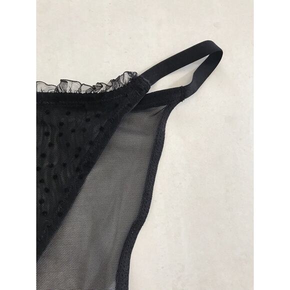 Savage X Fenty Lingerie Sheer Textured Polka Dot Striped Pleated Panty - Picture 3 of 7